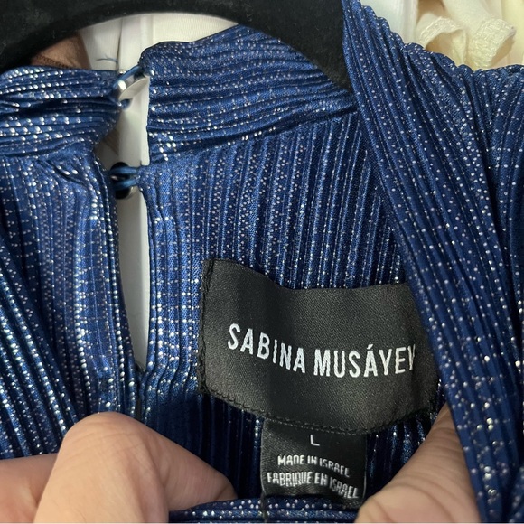 NWT SABINA MUSAYEV blue glitter metallic ruched event formal bodycon mini dress - Picture 7 of 8